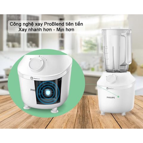 Máy Xay Sinh Tố Philips HR2041/10 Đa Năng - Công Nghệ ProBlend, Xay Nhuyễn Nhanh Chóng Trong 45 Giây, Bảo Hành 2 Năm