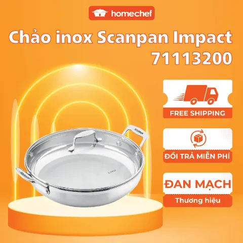 Chảo Xào Inox 304 Cao Cấp Scanpan Impact 32cm - Chất Liệu Chống Dính, Dùng Bếp Từ, An Toàn Trong Máy Rửa Bát
