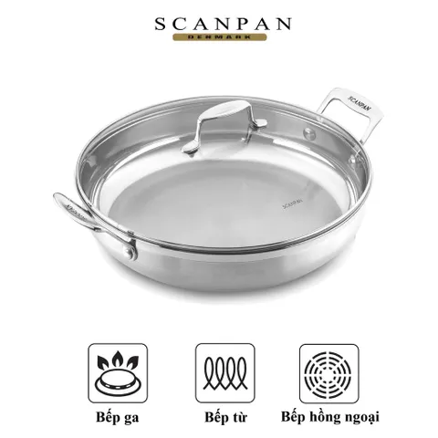 Chảo Xào Inox 304 Cao Cấp Scanpan Impact 32cm - Chất Liệu Chống Dính, Dùng Bếp Từ, An Toàn Trong Máy Rửa Bát