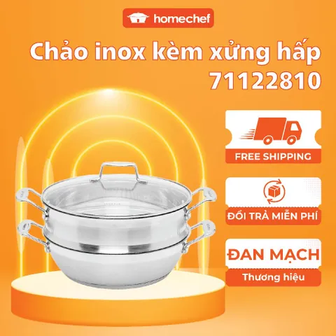 Chảo Xào Inox 28cm Kèm Xửng Hấp Scanpan Impact - Dùng Bếp Từ, Máy Rửa Bát, Thiết Kế Sang Trọng, Chịu Nhiệt Cao, Hàng Chính Hãng