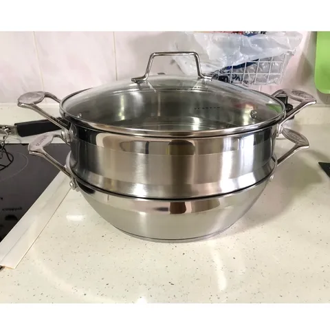Chảo Xào Inox 28cm Kèm Xửng Hấp Scanpan Impact - Dùng Bếp Từ, Máy Rửa Bát, Thiết Kế Sang Trọng, Chịu Nhiệt Cao, Hàng Chính Hãng