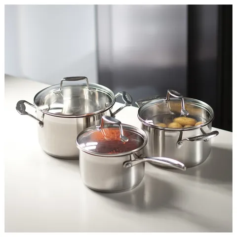Bộ 3 Nồi Inox Scanpan Impact Cao Cấp 16/18/20cm - Dùng Bếp Từ, Máy Rửa Bát - Thiết Kế Sang Trọng, Chịu Nhiệt Tốt