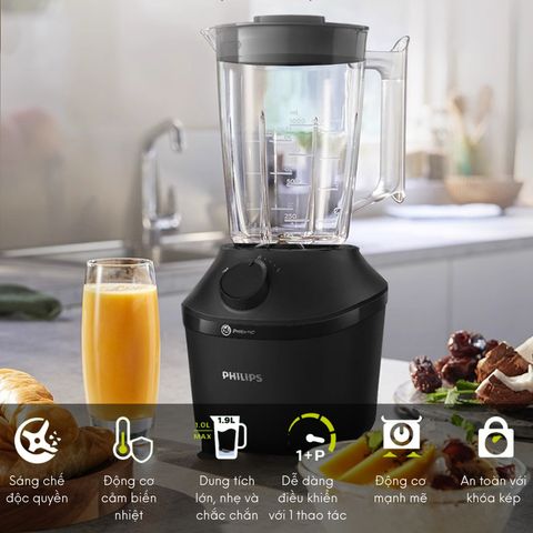 Máy xay sinh tố Philips HR2041/50 - Dung tích 1L, Công suất 450W, 3 cối xay đa năng, Bảo hành 2 năm, Hàng chính hãng