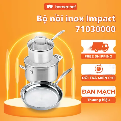 Bộ 3 Nồi Chảo Inox Cao Cấp Scanpan Impact 16/20/26cm - Dùng Cho Bếp Từ, Máy Rửa Bát, An Toàn và Tiết Kiệm Nhiệt
