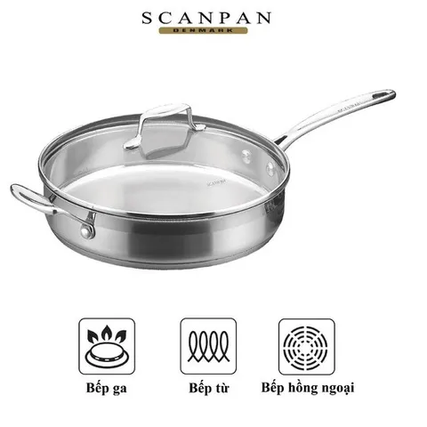 Chảo Inox 304 Cao Cấp Scanpan Impact 28cm - Đáy 3 Lớp, Dùng Bếp Từ, An Toàn Máy Rửa Bát, Sang Trọng, Thời Thượng