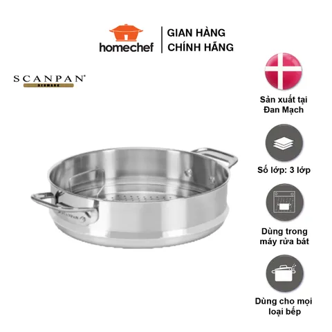 Xửng Hấp Inox 304 Scanpan TechNIQ 26cm - Vỉ Hấp Chất Lượng Cao, Có Thể Tháo Rời, Dùng Máy Rửa Bát, Dễ Dàng Vệ Sinh