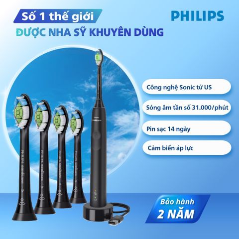 Bàn Chải Điện Philips Sonicare HX3671/54 Đen - Loại Bỏ Mảng Bám Gấp 3 Lần, Bảo Hành 2 Năm, Hàng Chính Hãng