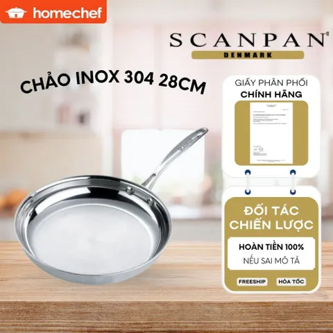 Chảo inox 304 Scanpan Impact 28cm - Chảo chống dính cao cấp, dùng cho bếp từ, đáy 3 lớp, an toàn với máy rửa bát