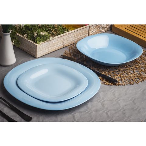 Đĩa Thủy Tinh Luminarc Carine Light Blue 21cm, Dùng Lò Vi Sóng & Máy Rửa Bát - Bộ 3 Cái An Toàn Sức Khỏe