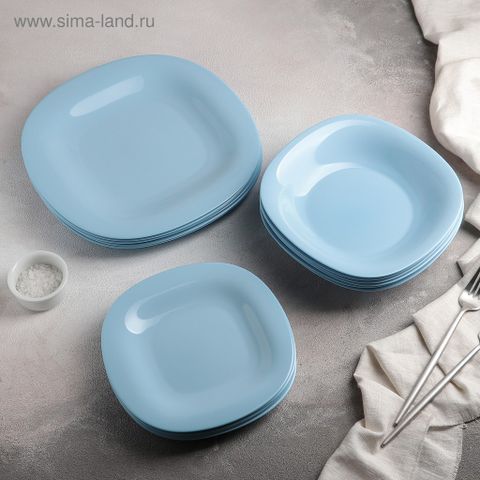 Đĩa Thủy Tinh Luminarc Carine Light Blue 21cm, Dùng Lò Vi Sóng & Máy Rửa Bát - Bộ 3 Cái An Toàn Sức Khỏe