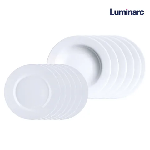 Bộ đĩa thủy tinh Luminarc Everyday 12 chi tiết EV12H - An toàn lò vi sóng, máy rửa bát, thiết kế hiện đại và tinh tế cho nhà bếp