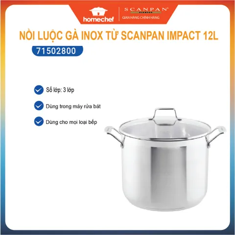 Nồi inox Scanpan Impact 28cm 12L - Nồi luộc gà cao cấp, chống dính, dùng trên mọi loại bếp, dễ dàng vệ sinh, thiết kế hiện đại