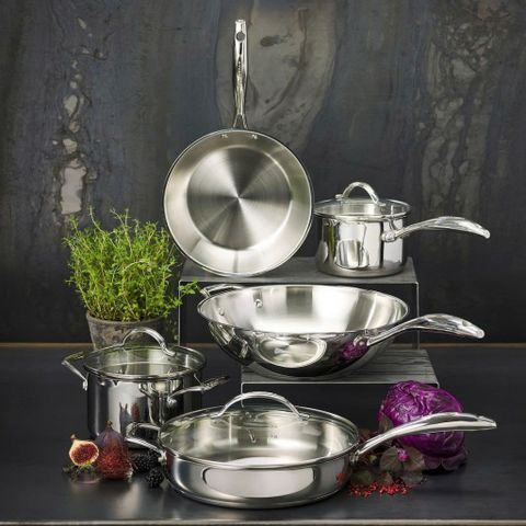 Chảo inox cao cấp dùng bếp từ Scanpan STS 20cm 75002003, đáy 3 lớp liền mạch, dùng máy rửa bát