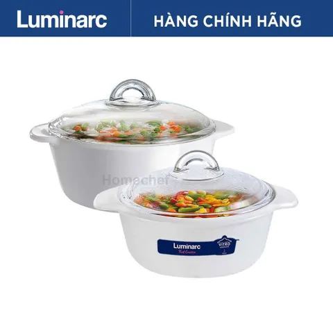Bộ 2 nồi thủy tinh Luminarc Blooming 1L+2L - LVCF6P3, dùng bếp ga, hồng ngoại, sản xuất tại Pháp | Hàng chính hãng