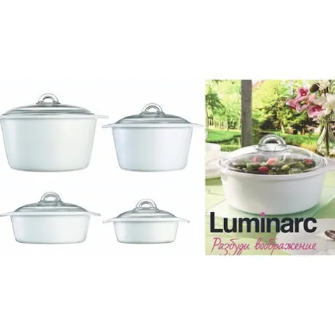 Bộ 2 nồi thủy tinh Luminarc Blooming 1L+2L - LVCF6P3, dùng bếp ga, hồng ngoại, sản xuất tại Pháp | Hàng chính hãng
