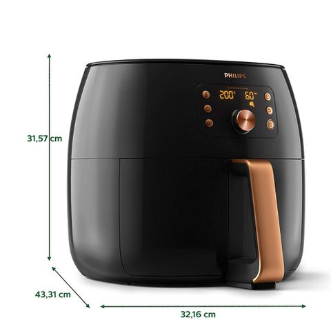Nồi chiên không dầu điện tử Philips HD9860, dung tích 7.3L-1.4kg, công suất 2225W, bảo hành 2 năm