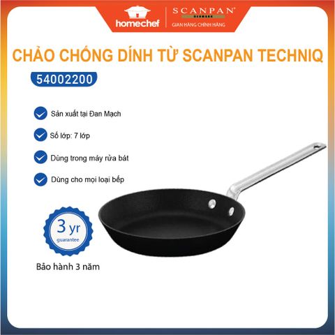Chảo Chống Dính Scanpan TechnIQ 22cm - Dùng Bếp Từ, Bảo Hành 3 Năm, Chất Liệu Đúc Nén Cao Cấp, Thân Thiện Với Môi Trường