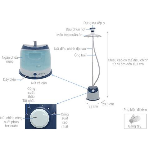 Bàn Ủi Hơi Nước Đứng Philips GC518 - Công Suất 1600W, Dung Tích 1.6L, 5 Chế Độ Phun Hơi, Bảo Hành 2 Năm - Uốn Nắn Tất Cả Chất Liệu Vải