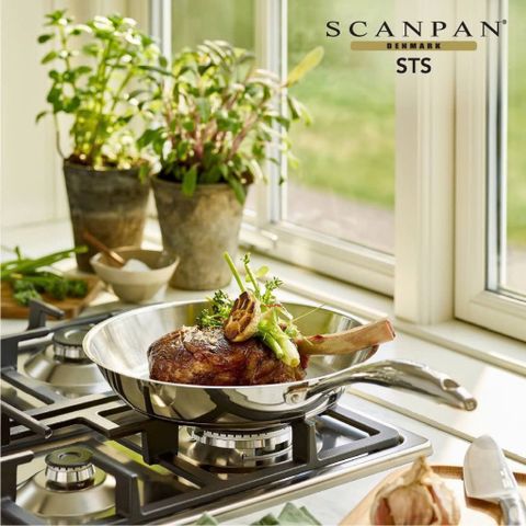 Chảo inox cao cấp dùng bếp từ Scanpan STS 26cm 75002603, đáy 3 lớp liền mạch, dùng máy rửa bát