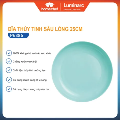 Đĩa Thủy Tinh Sâu Luminarc Friend's Time 25cm P6386 - An Toàn Trong Lò Vi Sóng & Máy Rửa Bát, Thiết Kế Sang Trọng, Chống Xước Tối Ưu