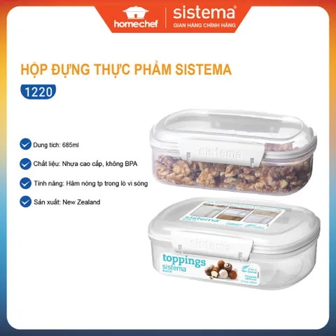 Hộp đựng thực phẩm Sistema 685ml an toàn cho sức khỏe, không chứa BPA, dùng được cho lò vi sóng, máy rửa bát - Sản xuất tại New Zealand