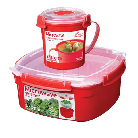 Bộ 2 hộp thực phẩm hấp trong lò vi sóng, thương hiệu Sistema STM2B sản xuất Newzeland, an toàn, tiện dụng