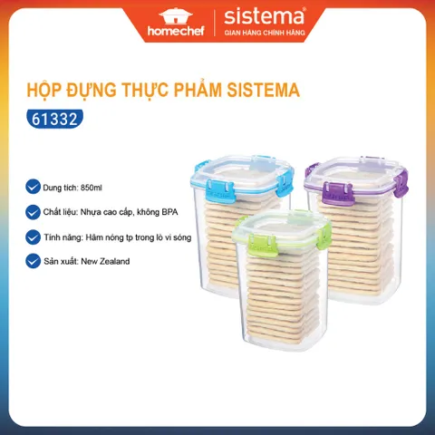 Hộp đựng thực phẩm Sistema 900ml - An toàn sức khỏe, không chứa BPA, Dùng trong lò vi sóng, Sản xuất tại New Zealand