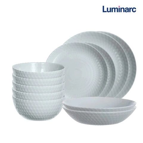 Bộ bát đĩa thủy tinh Luminarc Pampille 12 chi tiết PG12A - Chất liệu an toàn, cổ điển và hiện đại cho bếp nhà bạn