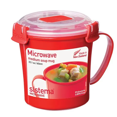 Set 2 Cốc Nhựa Sistema STM 2Z Có Tay Cầm Chống Nóng - Hộp Đựng Thực Phẩm An Toàn Dùng Trong Lò Vi Sóng, Dễ Vệ Sinh, Tiện Dụng