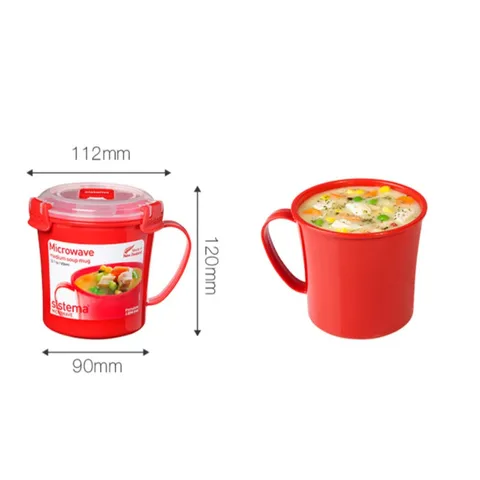 Set 2 Cốc Nhựa Sistema STM 2Z Có Tay Cầm Chống Nóng - Hộp Đựng Thực Phẩm An Toàn Dùng Trong Lò Vi Sóng, Dễ Vệ Sinh, Tiện Dụng