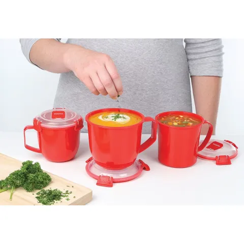 Set 2 Cốc Nhựa Sistema STM 2Z Có Tay Cầm Chống Nóng - Hộp Đựng Thực Phẩm An Toàn Dùng Trong Lò Vi Sóng, Dễ Vệ Sinh, Tiện Dụng