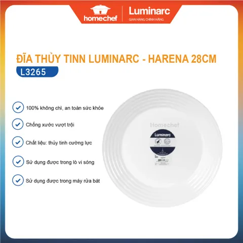 Đĩa Thủy Tinh Sâu Luminarc Harena 28cm - An Toàn Lò Vi Sóng, Chống Xước, Hàng Chính Hãng Pháp