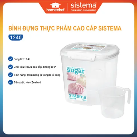Hộp Đựng Thực Phẩm Sistema 2.4L Cao Cấp, An Toàn Không BPA, Dùng Trong Lò Vi Sóng, Được Sản Xuất Tại New Zealand