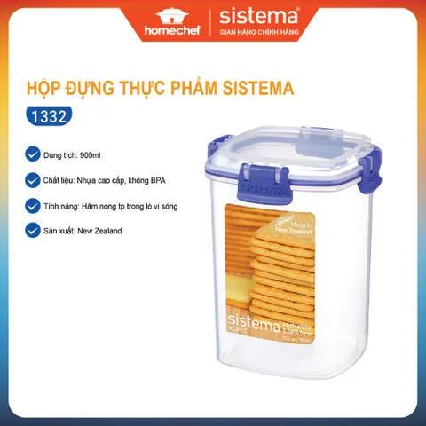 Hộp Đựng Thực Phẩm Cao Cấp Sistema 900ml - Nhựa An Toàn BPA, Chịu Nhiệt Lò Vi Sóng, Sản Xuất New Zealand