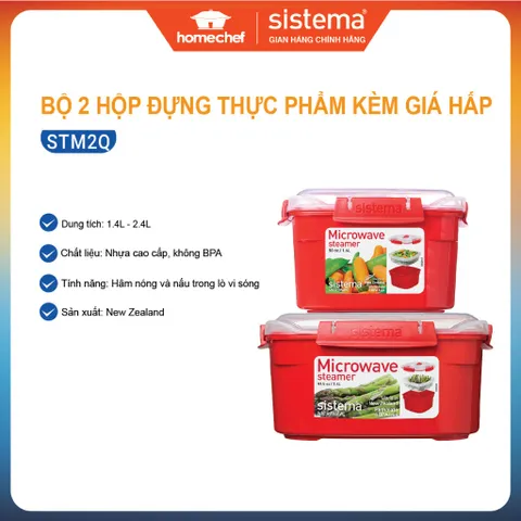 Set 2 hộp nhựa Sistema STM 2Q dùng lò vi sóng, máy rửa bát 1101+1102, an toàn, khóa chống gãy, tiện dụng, dễ vệ sinh