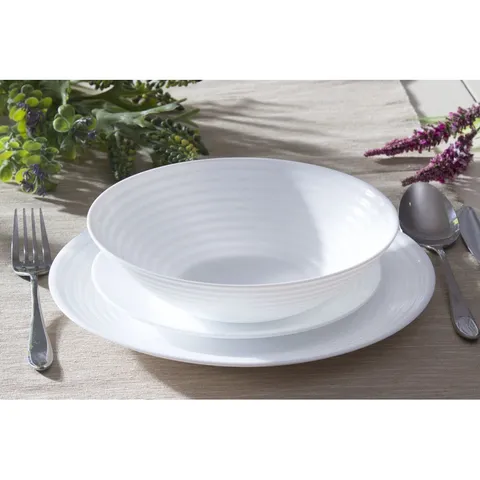 Đĩa thủy tinh Luminarc Harena 23cm - Đĩa sâu lòng phong cách Pháp, chống xước, an toàn lò vi sóng, hàng chính hãng