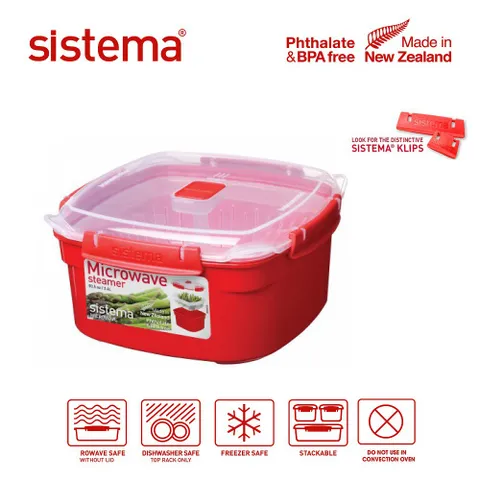 Hộp đựng thực phẩm hấp lò vi sóng Sistema 2.4L, an toàn sức khỏe,không chứa BPA, sản xuất tại New Zealand -1102