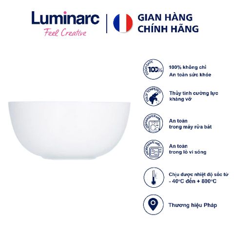 Bộ 2 Bát Tô Thủy Tinh Luminarc Diwali 21cm - Đựng Canh và Trộn Salad, Hàng Chính Hãng, Chất Liệu An Toàn, Thiết Kế Hiện Đại