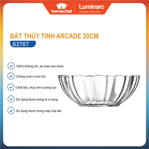 Bộ 6 Bát Tô Canh Thủy Tinh Luminarc Arcade 20cm Chất Liệu An Toàn, Kiểu Dáng Hiện Đại - Hàng Chính Hãng G2707*6