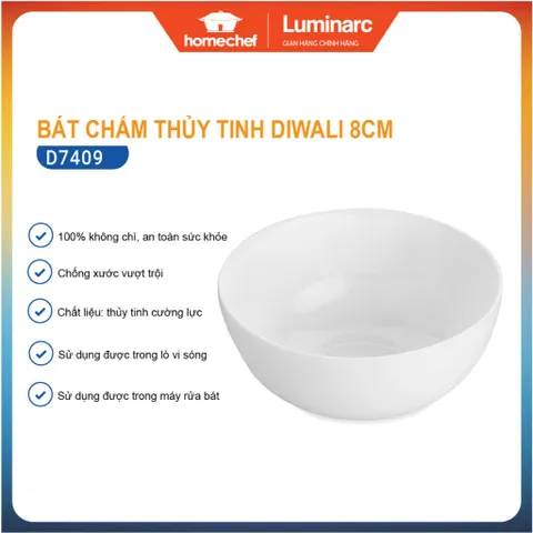 Bát (chén) chấm, bát đựng nước mắm thủy tinh Luminarc Diwali 8cm D7409 | Hàng chính hãng