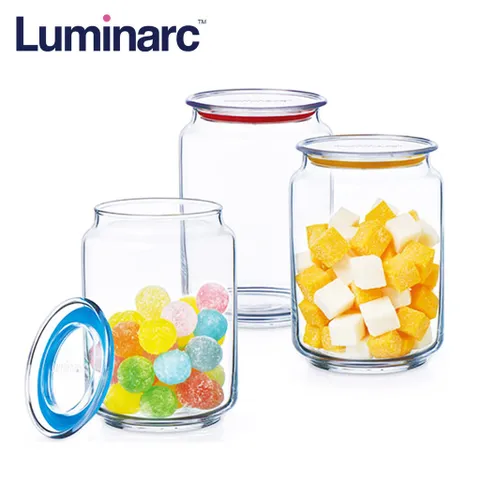 Bộ 3 hũ đựng thực phẩm, gia vị thủy tinh Luminarc Rondo Q0190, nắp kín, chống bám mùi