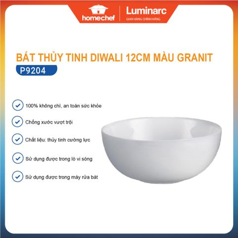 Bát Ăn Cơm Thủy Tinh Luminarc Diwali Granit 12cm - Sang Trọng, An Toàn Cho Vi Sóng, Máy Rửa Bát - Đồ Gia Dụng Châu Âu Chính Hãng
