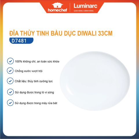 Đĩa Thủy Tinh Bầu Dục Sâu Luminarc Diwali 33cm - Hàng Chính Hãng An Toàn, Tiện Dụng Dùng Trong Lò Vi Sóng và Máy Rửa Bát