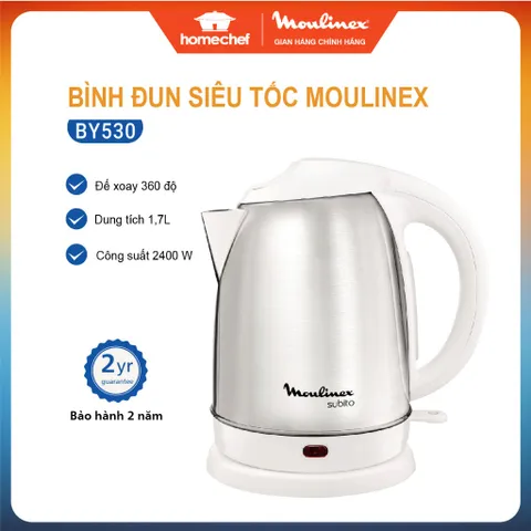 Ấm siêu tốc Moulinex BY530 - Dung tích 1.7L, Công suất 2400W, Thiết kế hiện đại, Bảo hành 2 năm, Hàng chính hãng