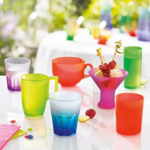 Cốc thủy tinh Dublin Techno nhiều màu, màu neon phát sáng, dung tích 300ml, dùng lò vi sóng