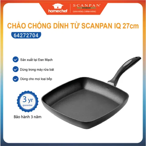 Chảo nướng chống dính Scanpan IQ 27cm - Bếp từ, an toàn PFOA, thiết kế hiện đại, bảo hành 3 năm, hàng chính hãng.