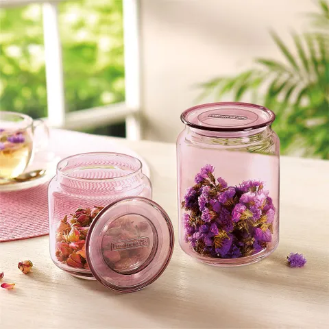 Bộ 3 hũ thực phẩm RONDO màu hồng, dung tích 0,75 lít - L1352*3, chống côn trùng, chống xước