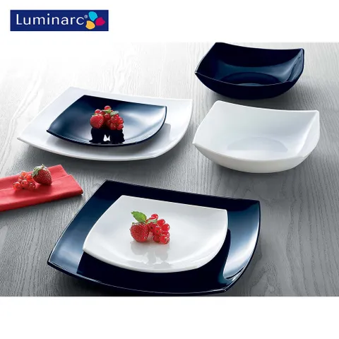 Đĩa thủy tinh Luminarc Quadrato 20cm - An toàn vi sóng & máy rửa bát - Sản xuất Pháp, chất liệu không chì, chống xước, thiết kế hiện đại