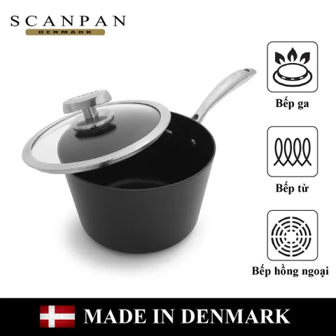 Nồi chống dính Scanpan Pro IQ 1,7L - An toàn sức khỏe, truyền nhiệt tốt, dùng cho bếp từ, bảo hành 3 năm, thiết kế sang trọng