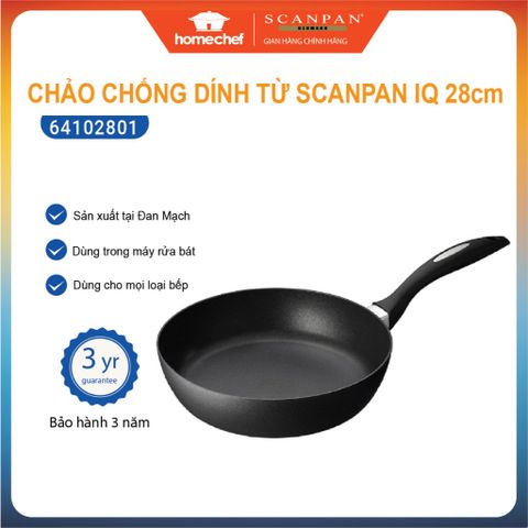 Chảo Chống Dính Scanpan IQ 28cm - Nhôm Đúc Liền Khối An Toàn Sức Khỏe Dùng Cho Bếp Từ, Bếp Ga, Bảo Hành 3 Năm